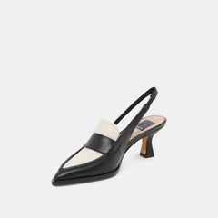 ADELE HEELS BLACK WHITE LEATHER - re:vita