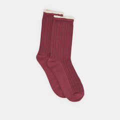 2 PACK PRAIRIE SOCKS BLACK BURGUNDY