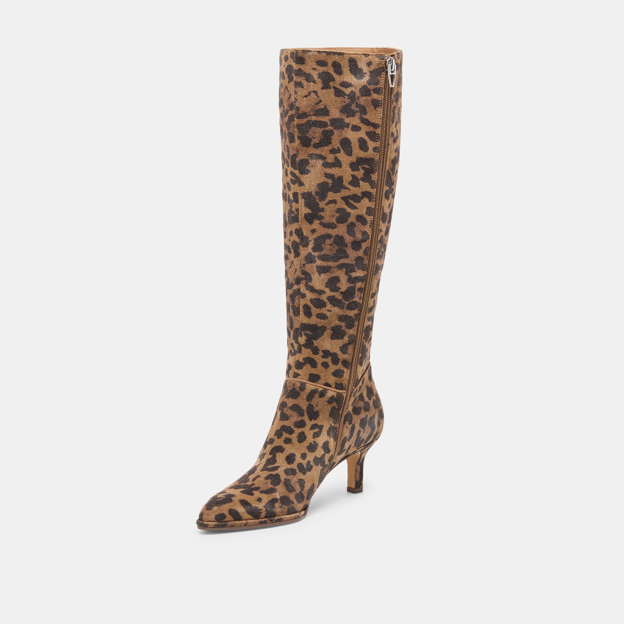 ALDY WIDE CALF BOOTS BROWN LEOPARD PRINTED SUEDE