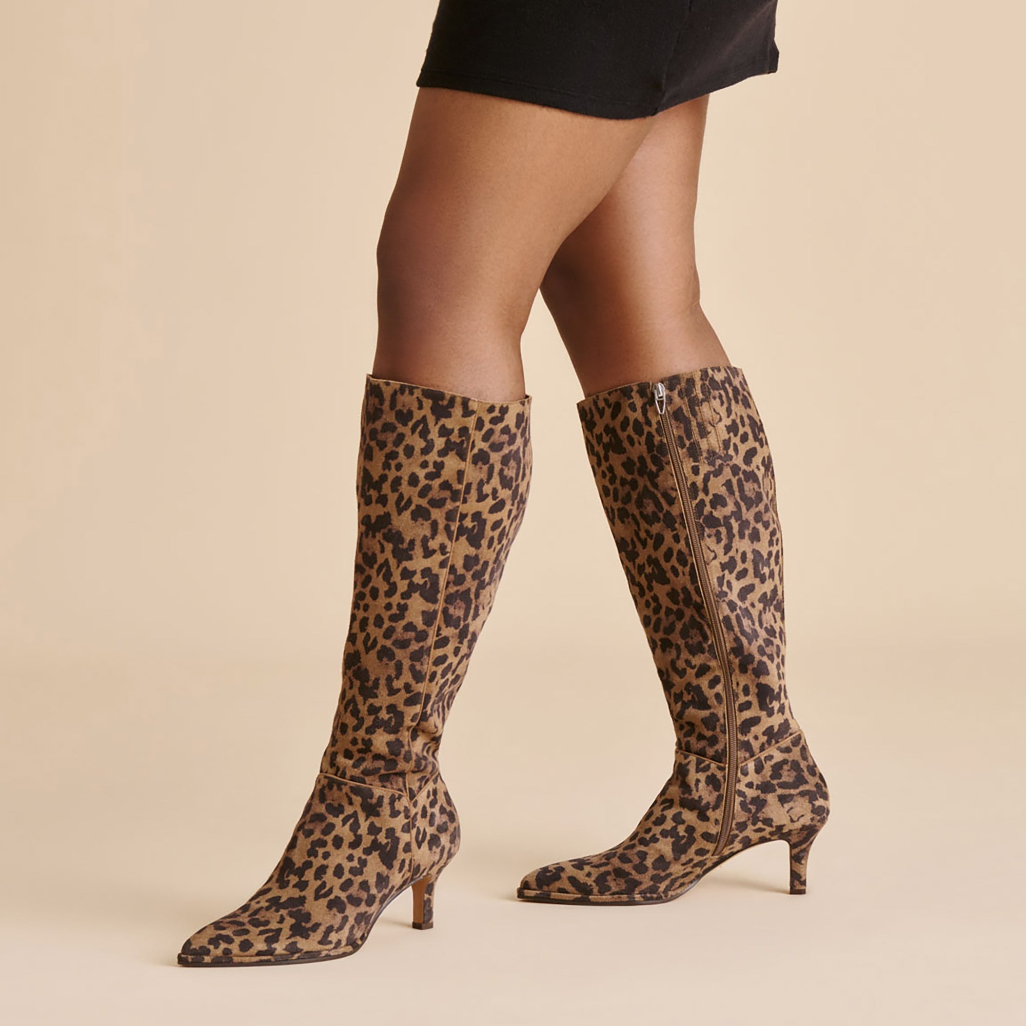 ALDY WIDE CALF BOOTS BROWN LEOPARD PRINTED SUEDE