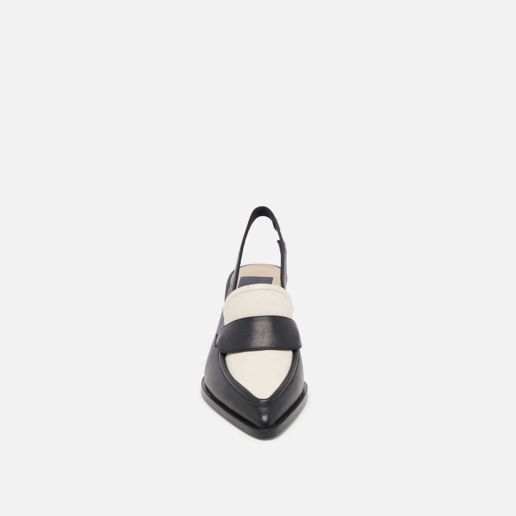 ADELE HEELS BLACK WHITE LEATHER - re:vita