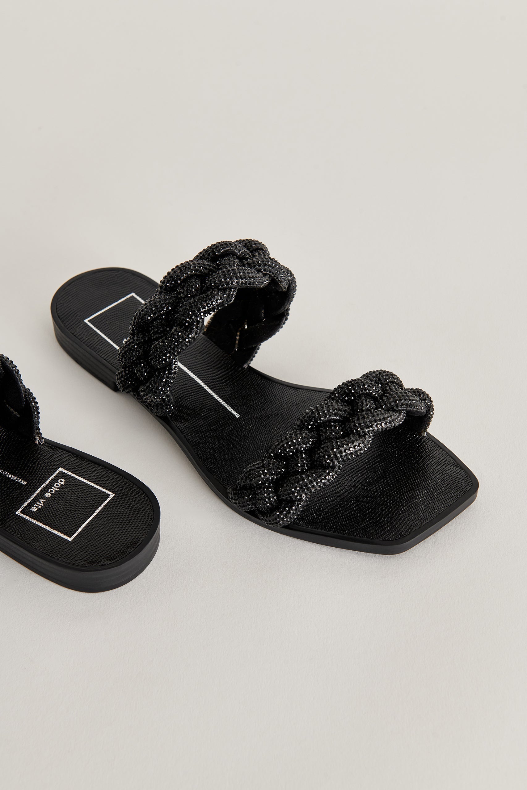 INDY RHINESTONE SANDALS BLACK RHINESTONE - re:vita