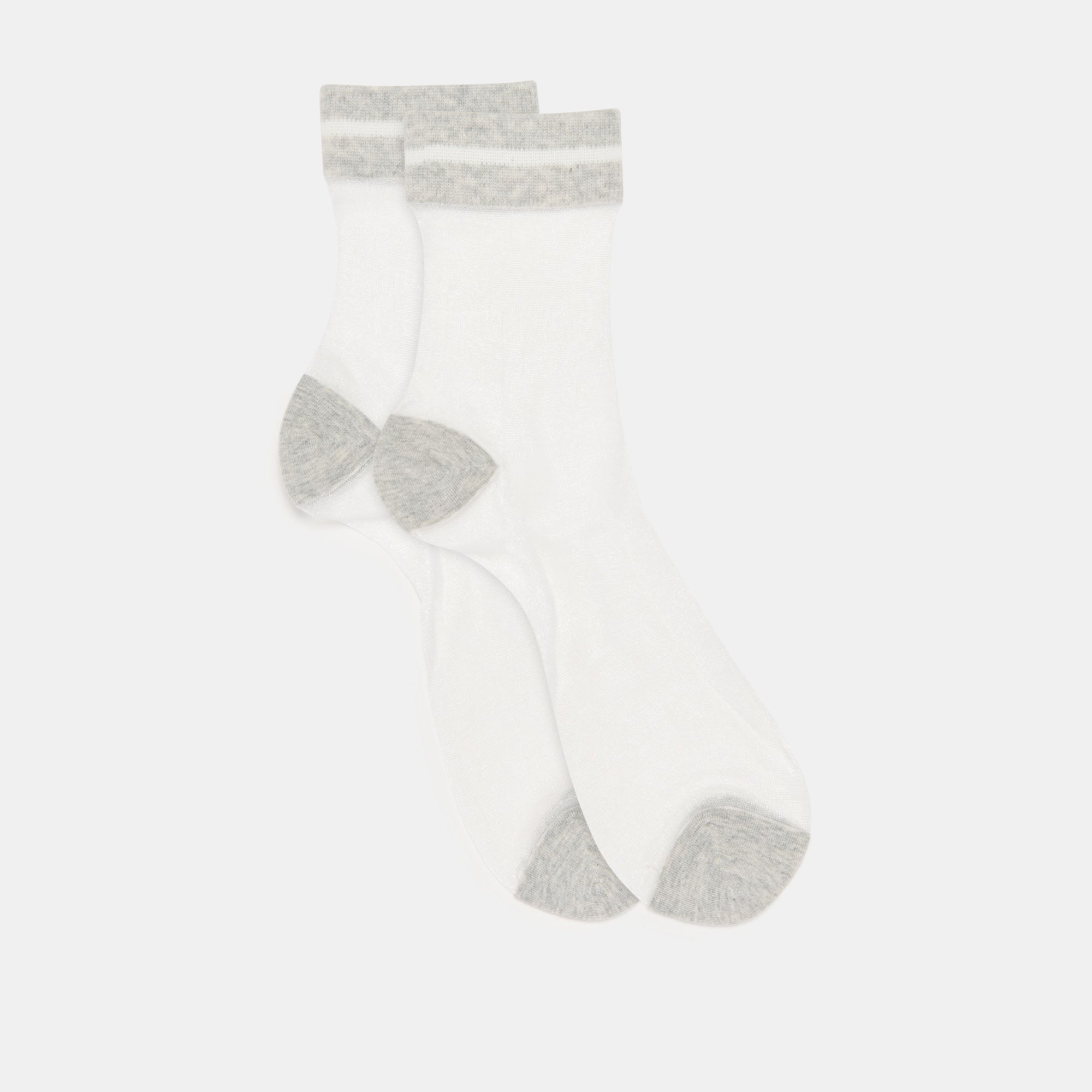2 PACK SHEER STRIPE CREW SOCKS BLACK GREY