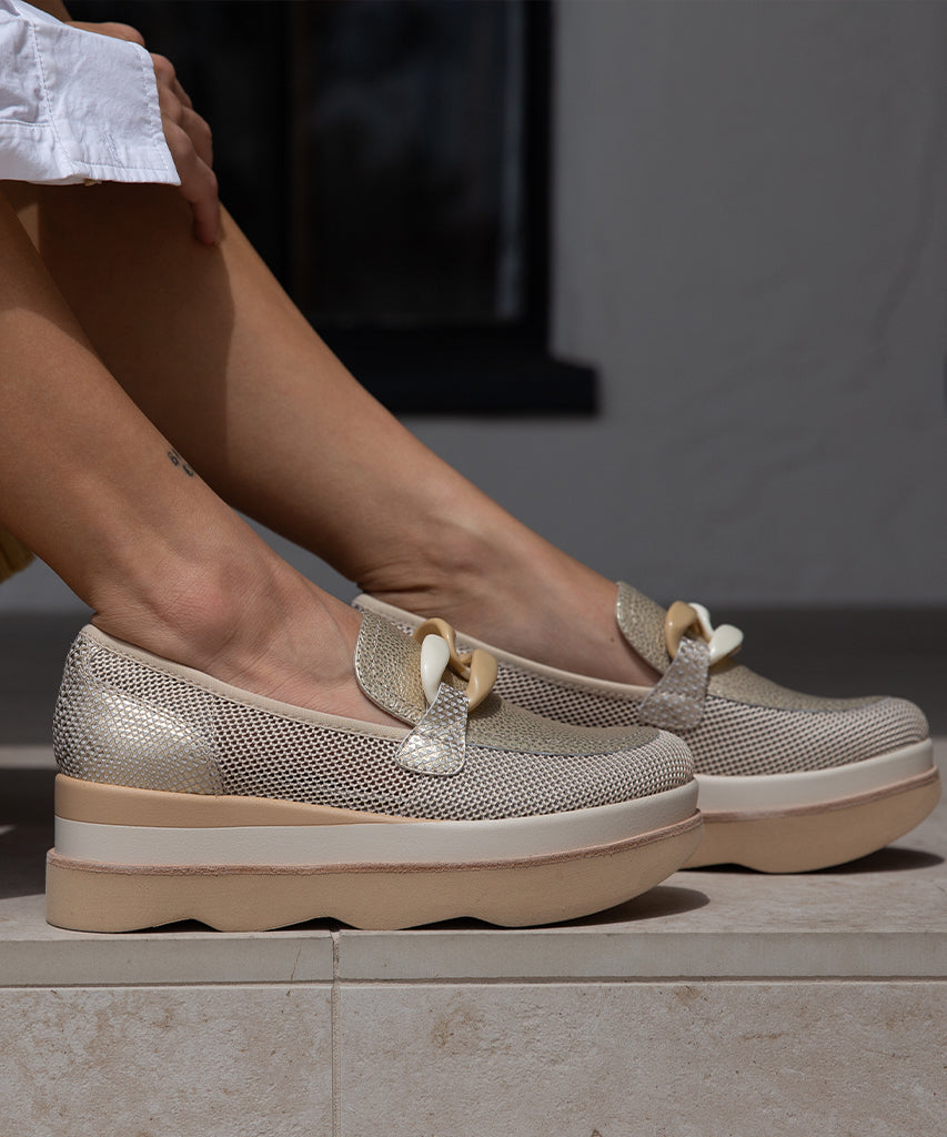 JAKSEN SNEAKERS GOLD MESH - re:vita